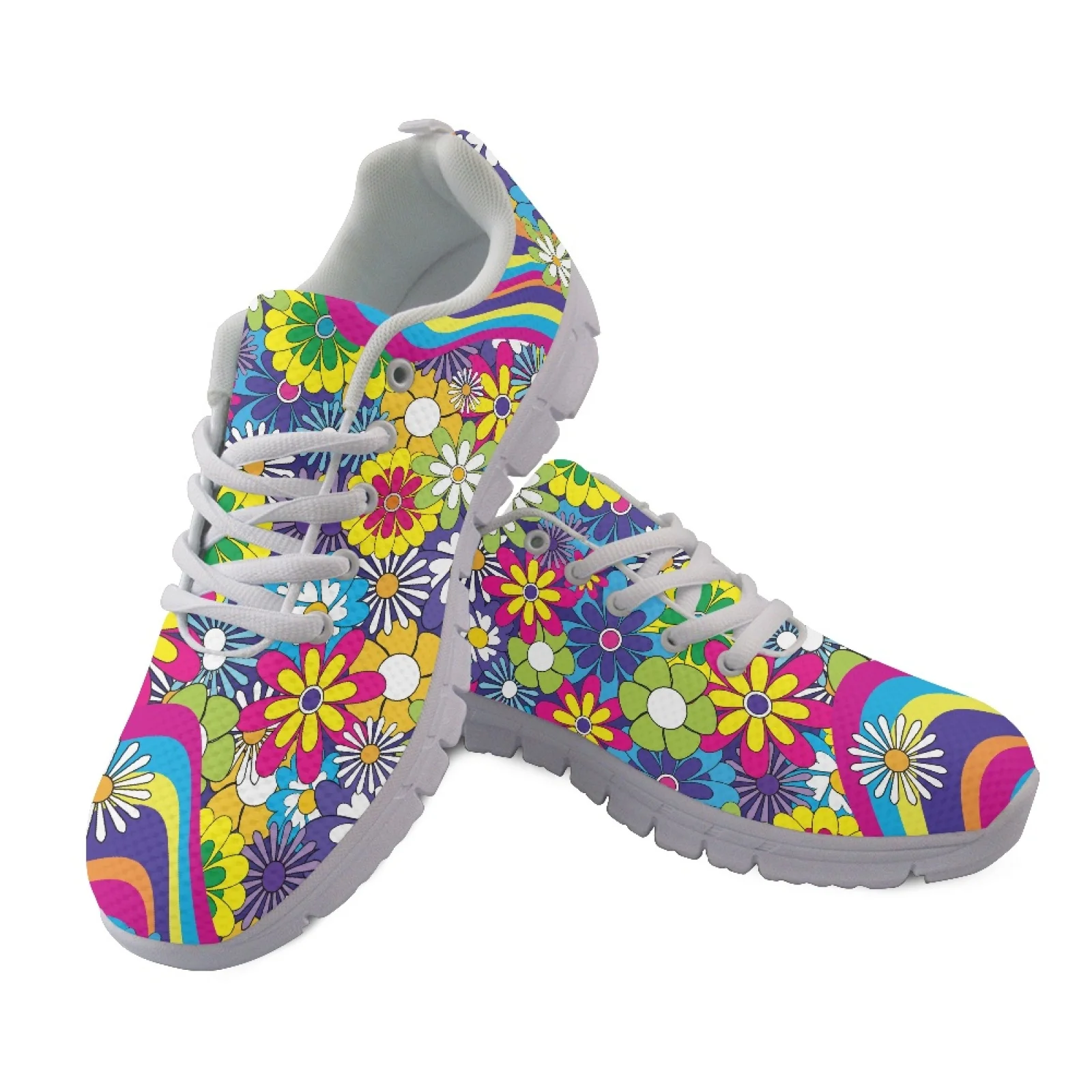 Coloranimal Floral Women Tennis Shoes Breathable Casual Women Running Shoes for Gym