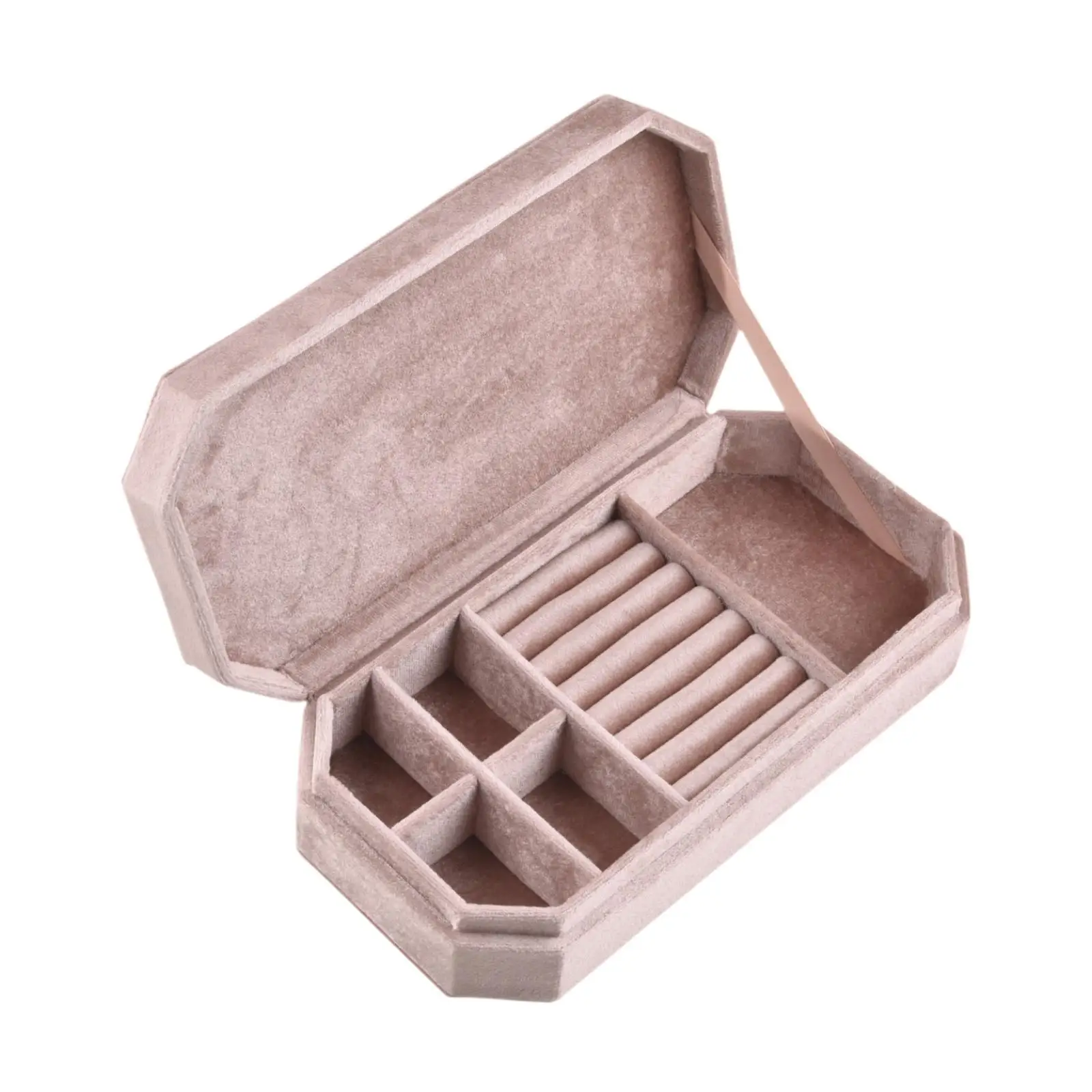Jewelry Display Box Velvet Rings Display Holder for Charms Pendants Earrings Light Pink