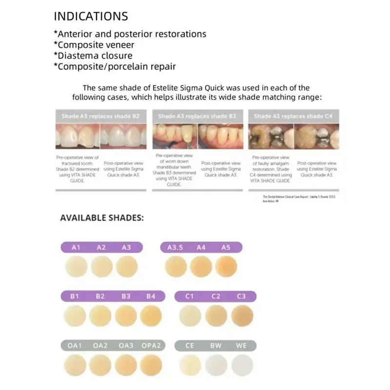 Dental Dentistry Tokuyama ESTELITE QUICK Resin Based Syringe Dental Lab Restorative Material Dental Light Curing Composite Resin