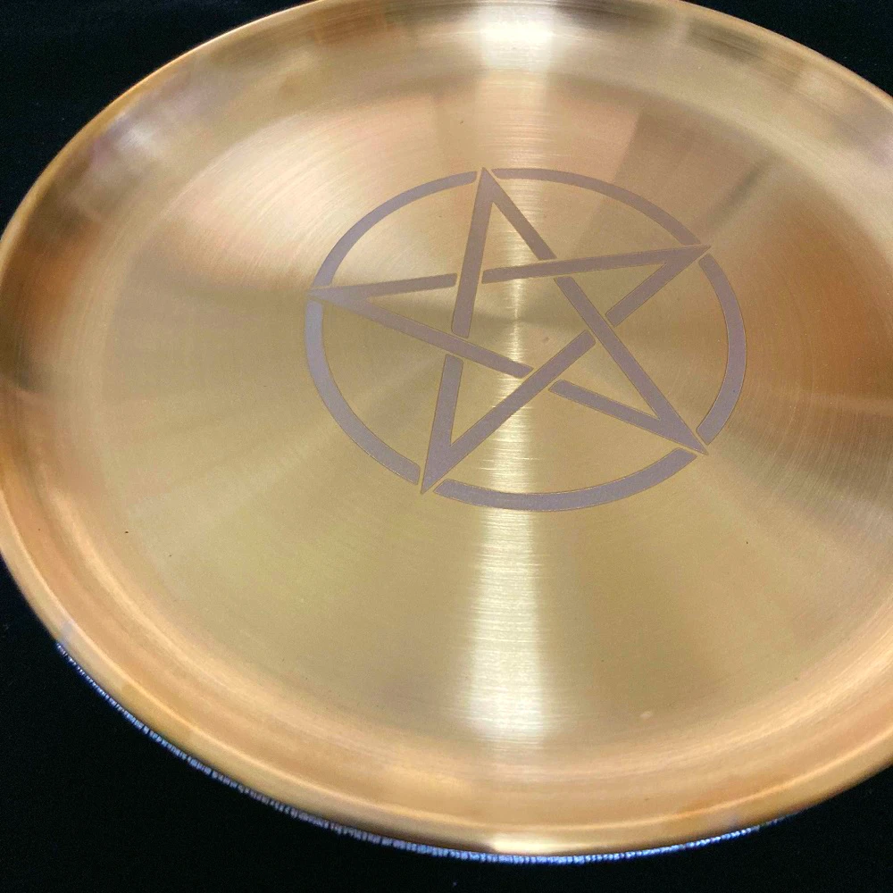 Astrology Pentagram Candlestick Table Altar Plate Candles Tile Divination Wicca Accessories Candleholder Ritual Tray Goldplating