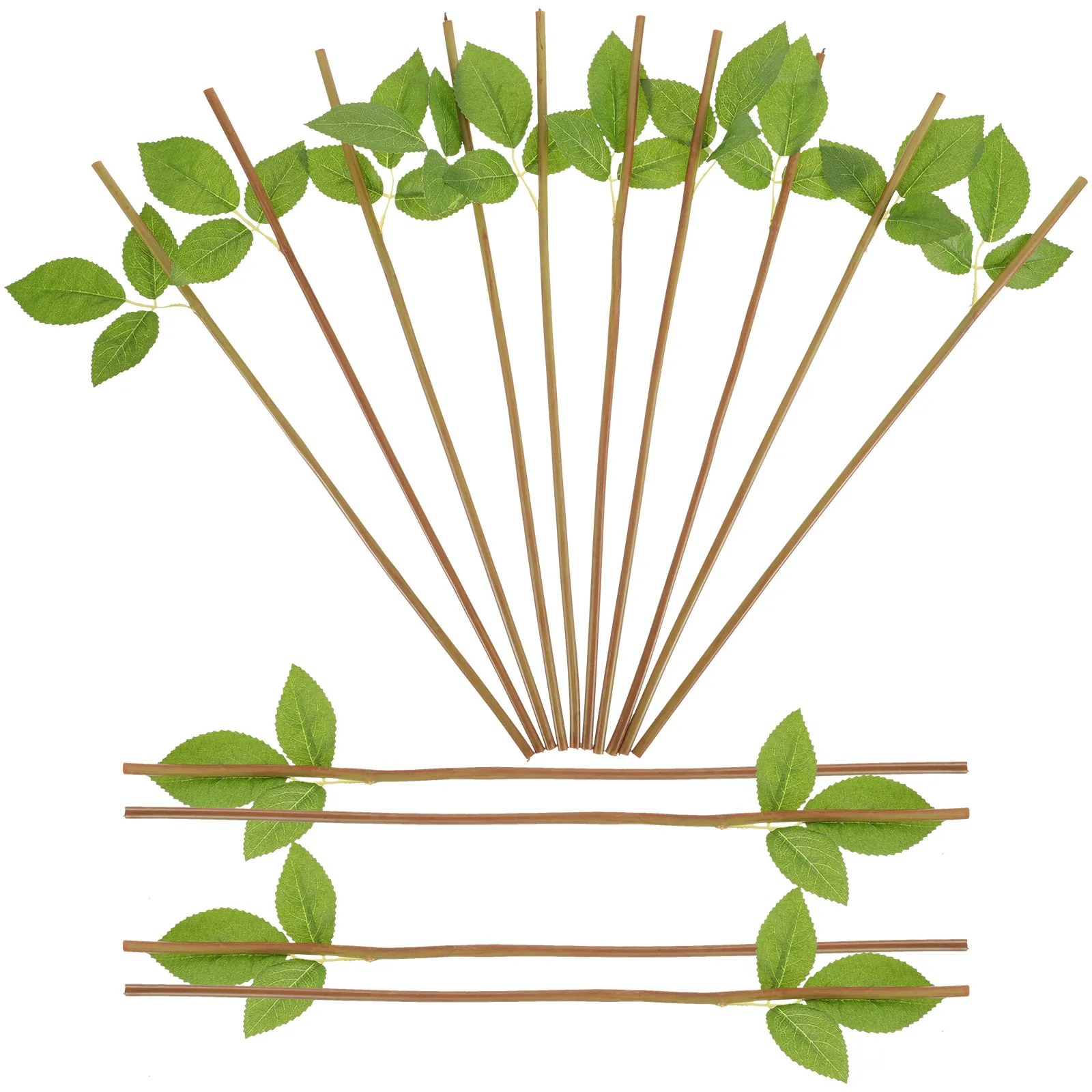 

50pcs Artificial Rose Stems Green Plastic Decorative Branches for Wedding Home Garden Office Floral Arrangements