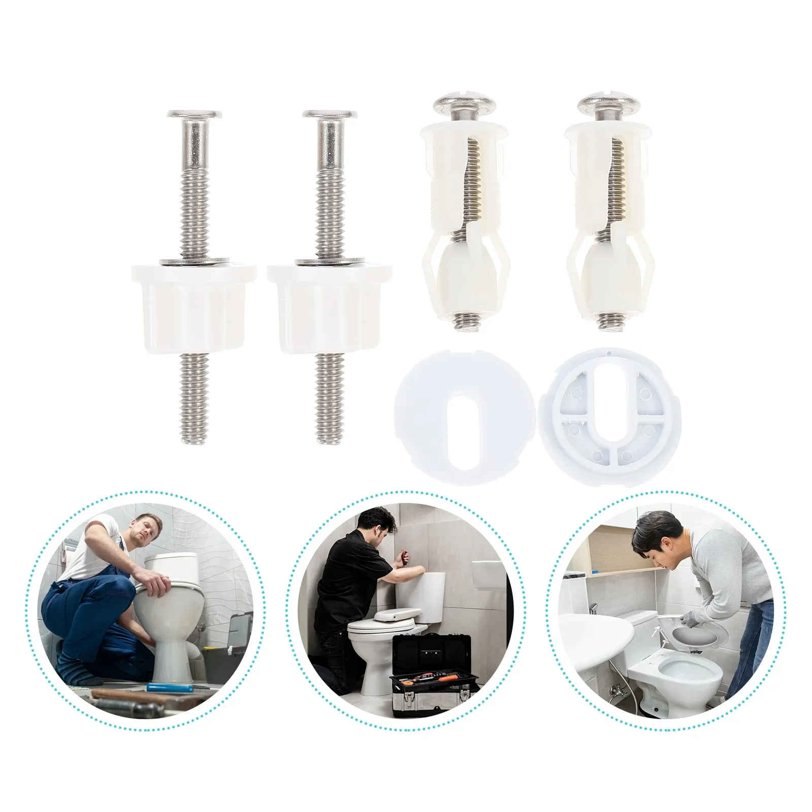 

1Set Toilet Seat Bolts Heavy Duty Nylon Stainless Fasteners Strong Toughness Smooth Finish for Toilet Cover Installation Hinge