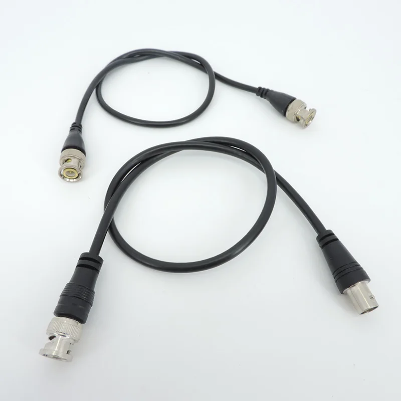 BNC adaptor laki-laki ke Perempuan, kabel kepala ganda 0.5M 1m 2m 3meter konektor video ekstensi kawat Pigtail untuk kamera CCTV tv q1