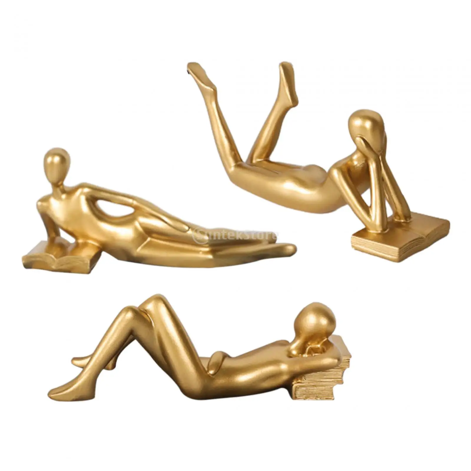 Resin Thinker Statue Modern Golden Crafts Desk Ornament for Bar Study Shelf Thinker Figurine Home Decor Thinker Statue Art