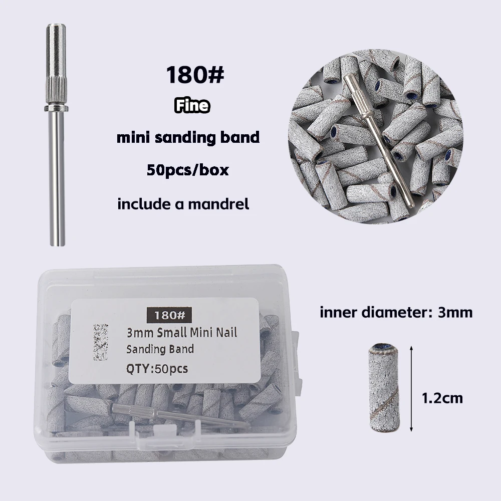 3 mm Nagelschleifbänder, Körnung 80/120/180/240, Mini-Nagelbohrer, elektrisches Nagelfeilen-Zubehör, Polieren, Maniküre-Werkzeug, 50/100 Stück