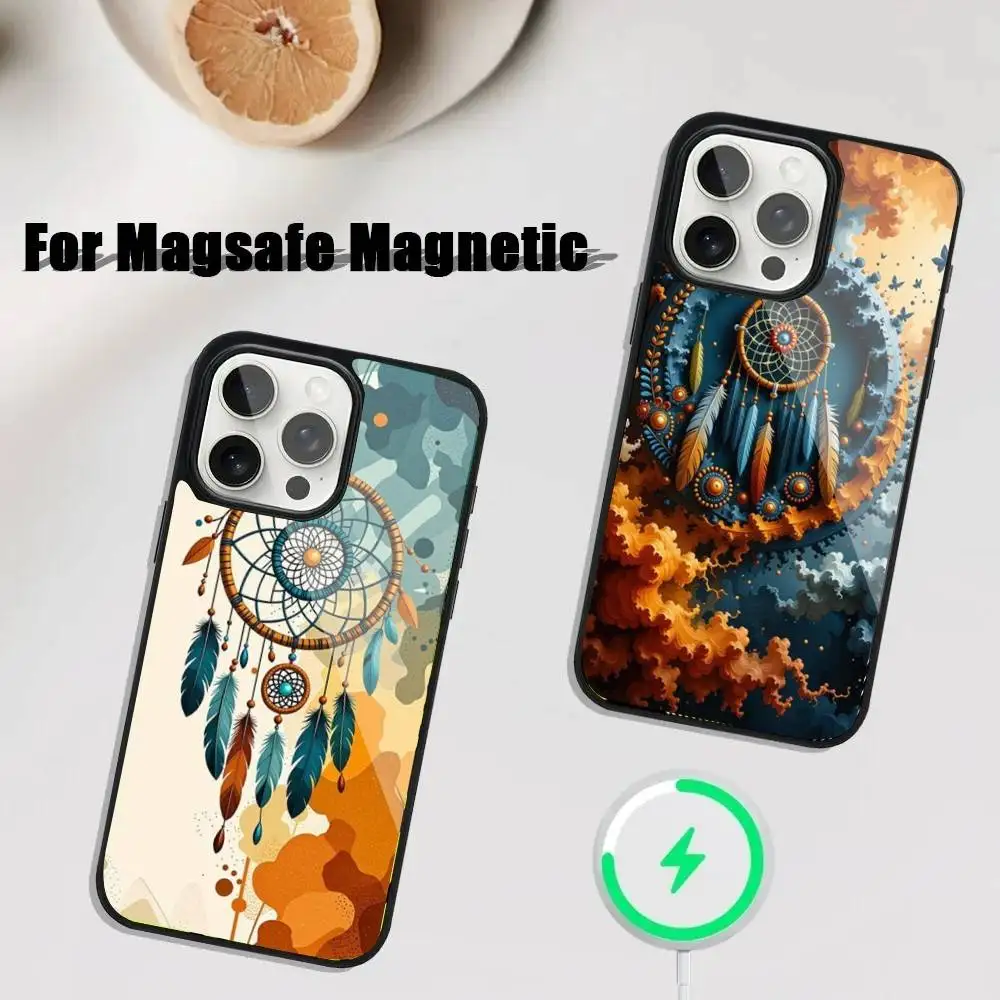 

Dreamcatcher Feather Phone Case For iPhone 16,15,14,13,12,11,Plus,Pro,Max Mini Magsafe Magnetic Wireless Charging