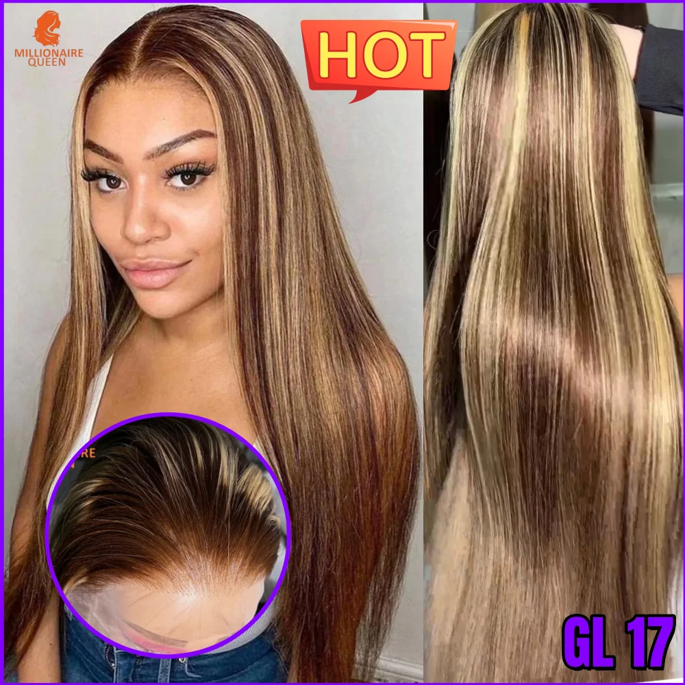 

Парик GL17 Color 13x4 300% кремово-русый с мелированием, прозрачный кружевной фронтальный парик из натуральных волос, предварительно выщипанный, с мелированием