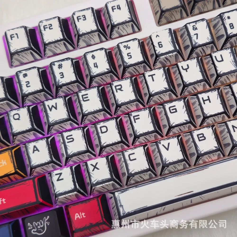 Comic style graffiti keycap Original PBT five-sided sublimation mechanical keyboard cap Adaptation 68/84/87/98/108