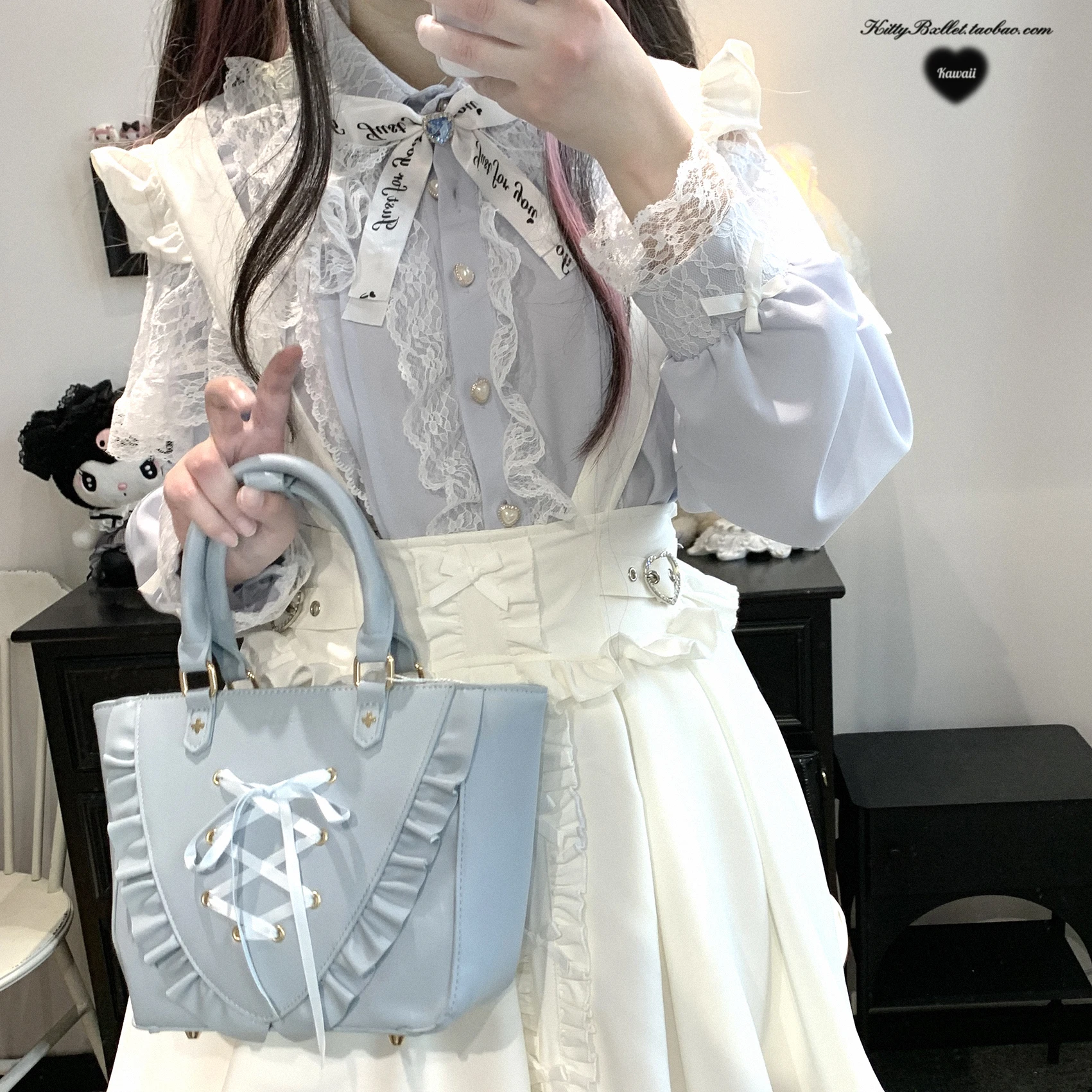Original Japanese Mine Style Ruffle Flying Sleeve Straps High Waist Lace-up Bow Versatile Sweet Lolita Short Skirts Women Summer