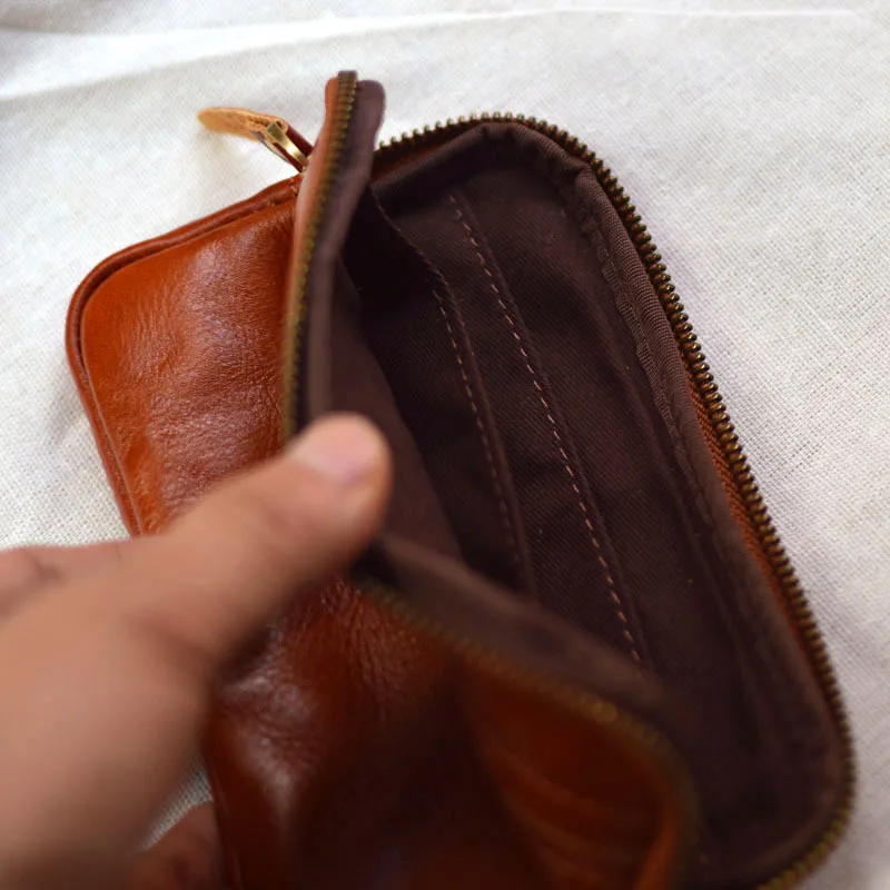 محفظة من الجلد المصنوع يدويًا من AETOO ، حقيبة يد من جلد البقر ، نبات ، جلد مدبوغ ، حقيبة هاتف محمول ، حقيبة مفاتيح سيارة صغيرة #6