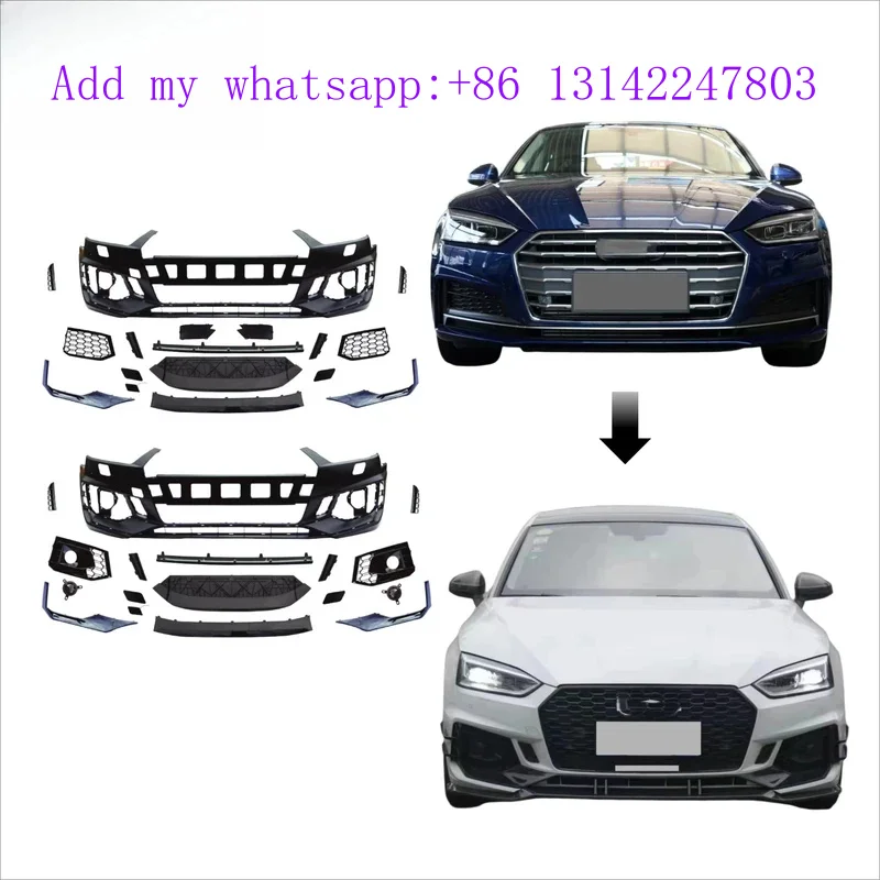 

Bodykit New A5 2017-2020 RS5 AssemblyCar Bumper Front Lip Bolt-On Universal Fitment