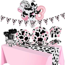 Farm Cow Birthday Party Supplies Farm Animal Party Tableware Balloon Baby Shower Barnyard Decoration for the Third Birthday Part
