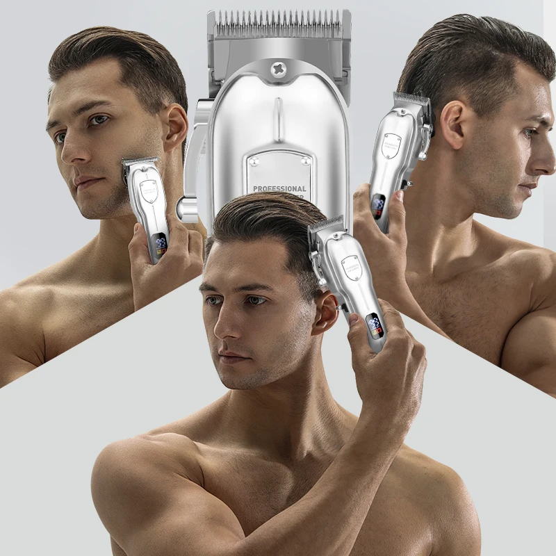 New hair clipper liquid crystal full metal set electric clipper multi-accessory storage package electric fader