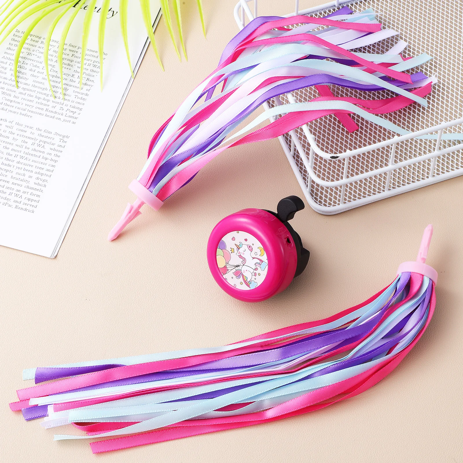 

1 set Bicycle Loud Sound Unicorn Bike Ringer Durable Alloy Steel Warning Bell Colorful Handlebar Streamers Cute Bike Accessories