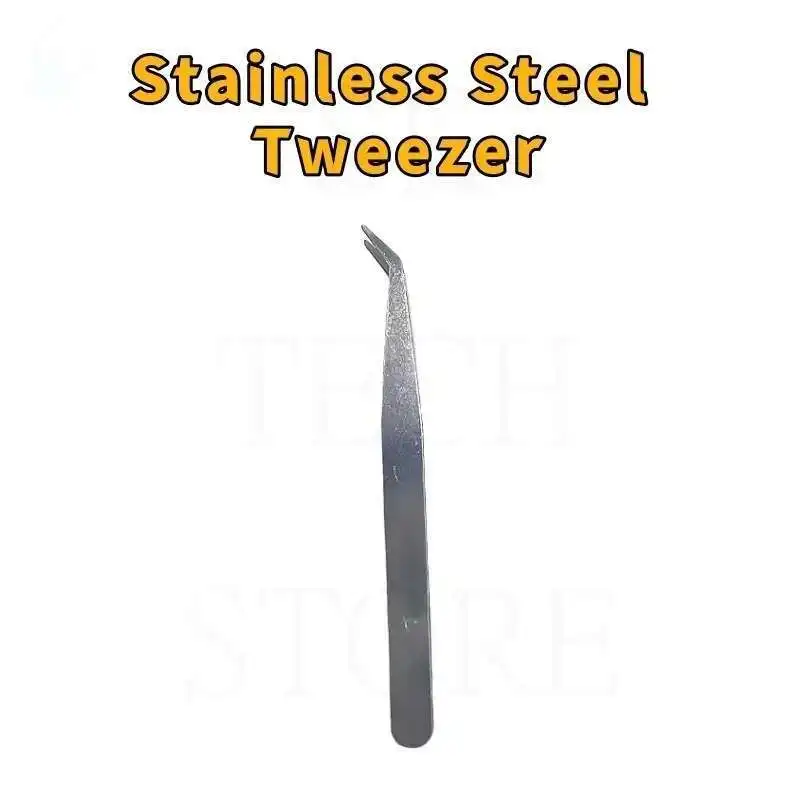 ESD Anti-Static Precision Stainless Curved Tip Electronics Industrial Tweezers Silver Type Electronics Phone Repair Hand Tools