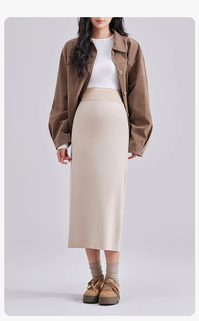 Pregnant women's skirts outer wear without support, medium and long long skirts, pregnant women's winter clothing women