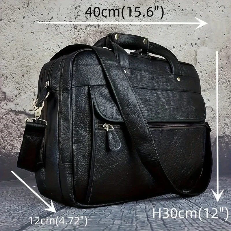 2025 Men's Oil Waxy Leather Business Tote, Antique Design Laptop Briefcase & Document Messenger Attache Bag