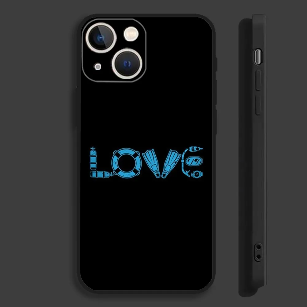 Scuba Diving Phone Case For iPhone 16,15,14,13,12,11,Pro,Max,Plus,Mini,X,XS,XR,8,7,6,S,SE Soft Black Case