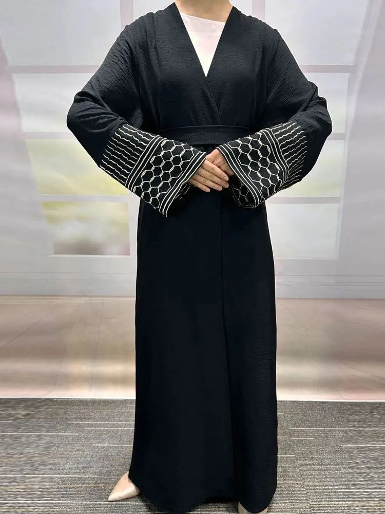 

Eid Black Open Kimono Abaya Dubai Islam Muslim Kaftan Modest Dress Abayas For Women Kebaya Robe Musulmane Caftan Marocain Femme