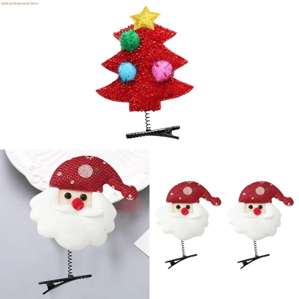 F92D Cartoon Christmas Hairpins Hot Girls Glitter Sequins Hair Clip Festival Hair Clip for Kids Braids Hair Clip