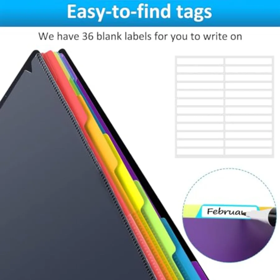 12 Pot Plastic folders with Pots 6 Colors Multi Pot Folder Binder with Dividers Office Organizer Folder Letter Size School Supp