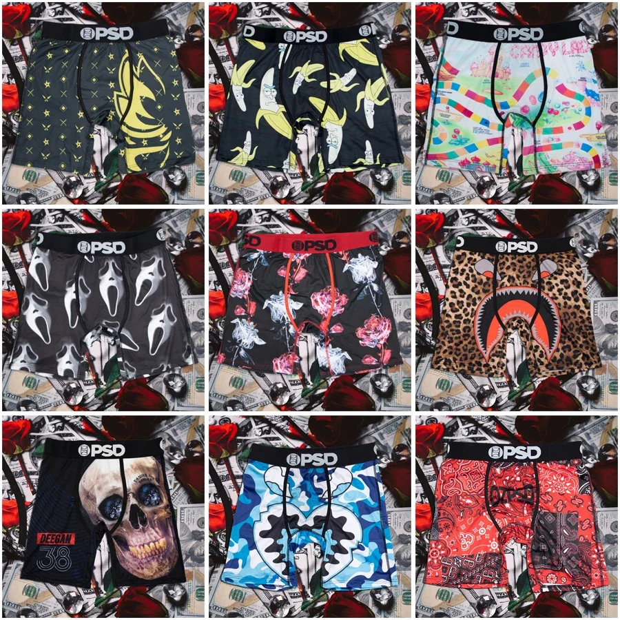 

Men Boxershorts Nylon Breathable Mesh Crotch Man Underwear Men's Panties Plus Size L-2XL Mens Underpants Print Men Boxer Briefs