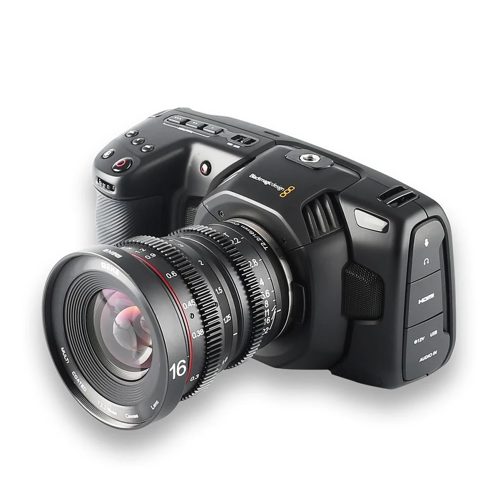 Meike-عدسة Cine ذات زاوية عريضة للتركيز اليدوي ، كاميرا تركيب ، تناسب أوليمبوس ، باناسونيك لوميكس ، M4 ، 3 ، MFT ، BMPPCC ، 4K ، 16 مللي متر ، T2.2