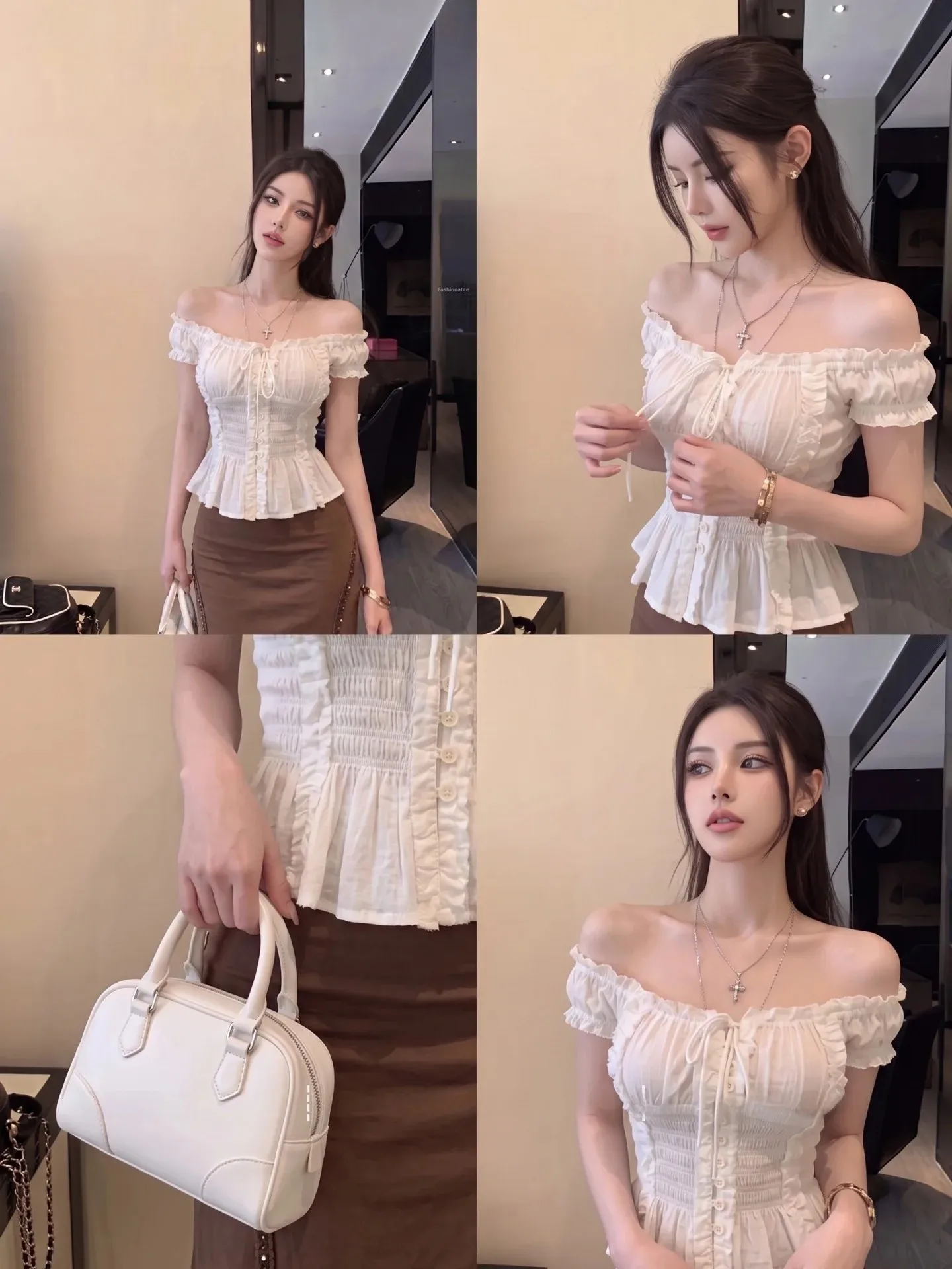 Romantic Lace Trim Shoulder Bridesmaid Vest Women Summer Style Two-Way Wear Slimming Waist Cinch Casual Original Design Top