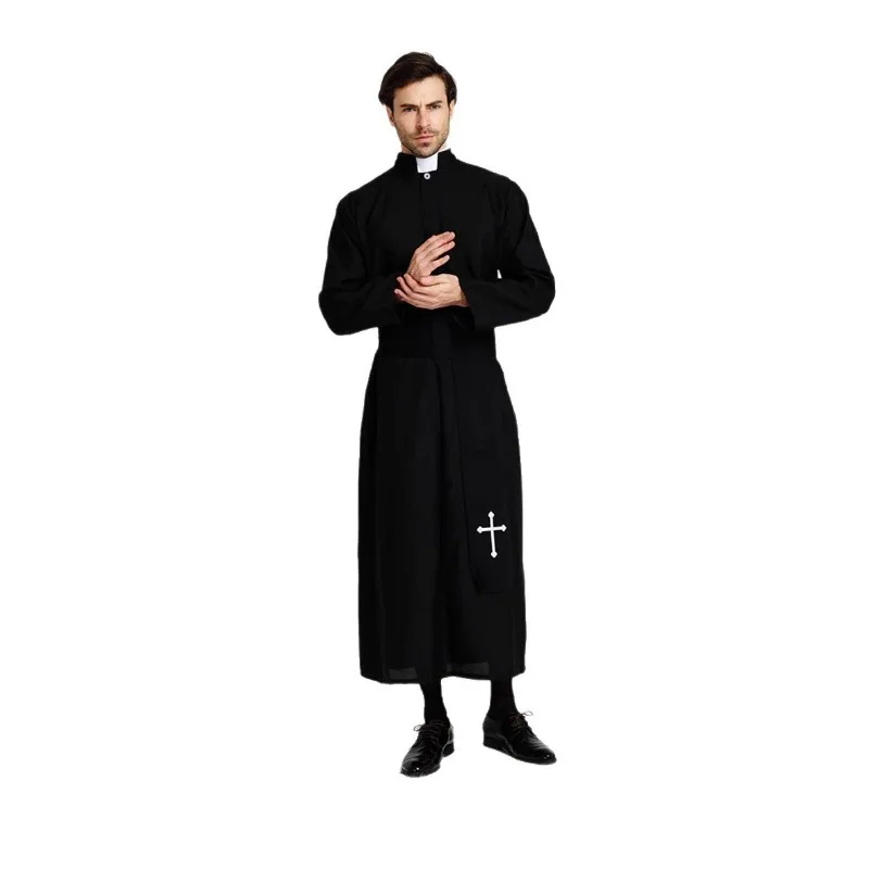 أزياء الهالوين أزياء مسرح الدراما للرجال، رداء أسود نبيل، أزياء لعب الأدوار في الحفلات الغربية