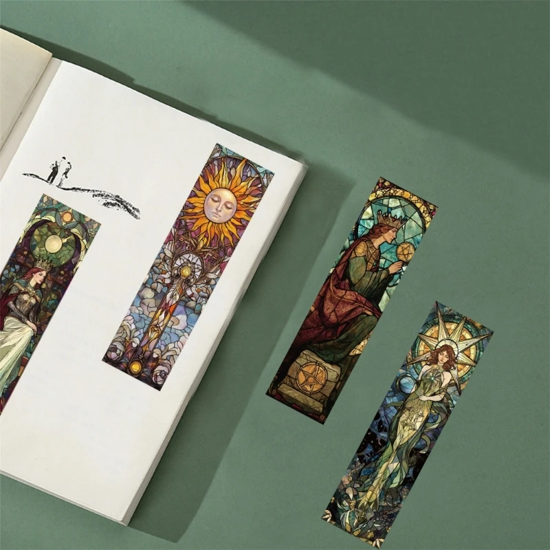 62KA 30pieces Tarot Themeed Paper Lesezeichen 6x1.5inch Lesezeichen Buchseite Teiler für Buchliebhaber Leser -Schriftstellerin
