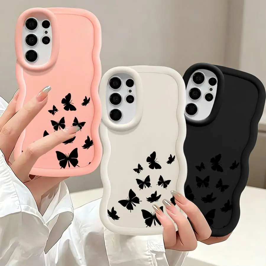 Case for Samsung Galaxy S26 S25+ S24 S22 Ultra S24+ S25 S21 S23 Plus S20 FE Soft Phone Cover Dance Silhouette Butterfly