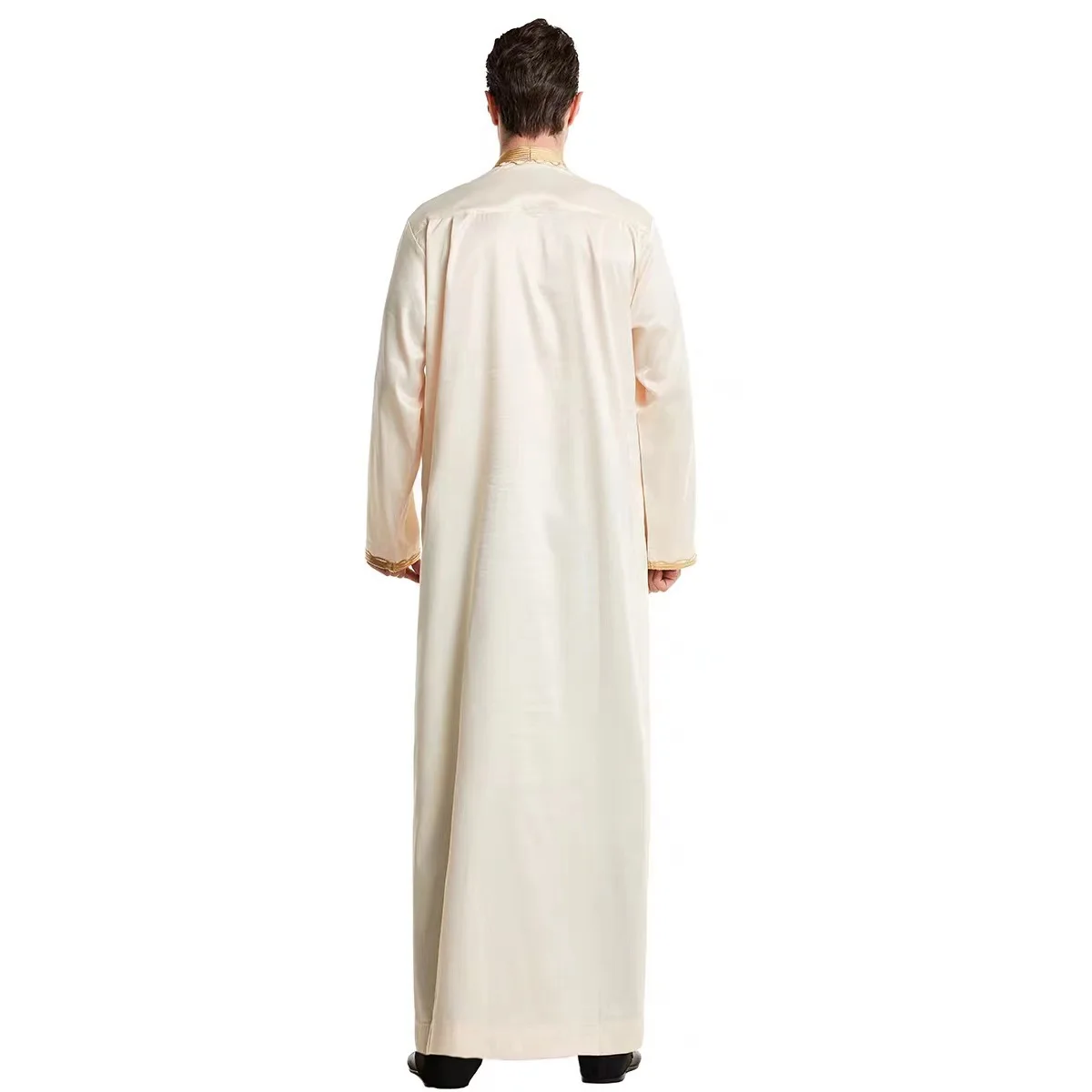 Men Dishdasha Muslim Long Sleeve Dress Daffah Thobe Jubba Saudi Arab Thoub Kaftan Islamic Clothing Robes Abaya Dubai Middle East