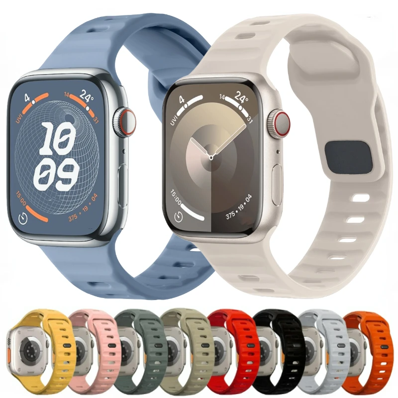 Silicone strap For Apple watch 10 46mm 42mm Ultra 2 49mm 9 8 7 45mm 41mm High quality wristband For iwatch 6 5 4 3 SE 44mm 40mm