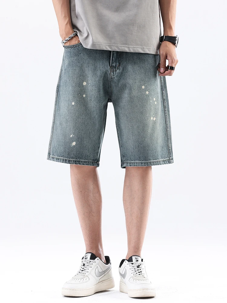

Summer Thin Denim Shorts Men Straight Loose Casual Bermuda Vacation Jeans Vintage Fashion Male Baggy Short Pants