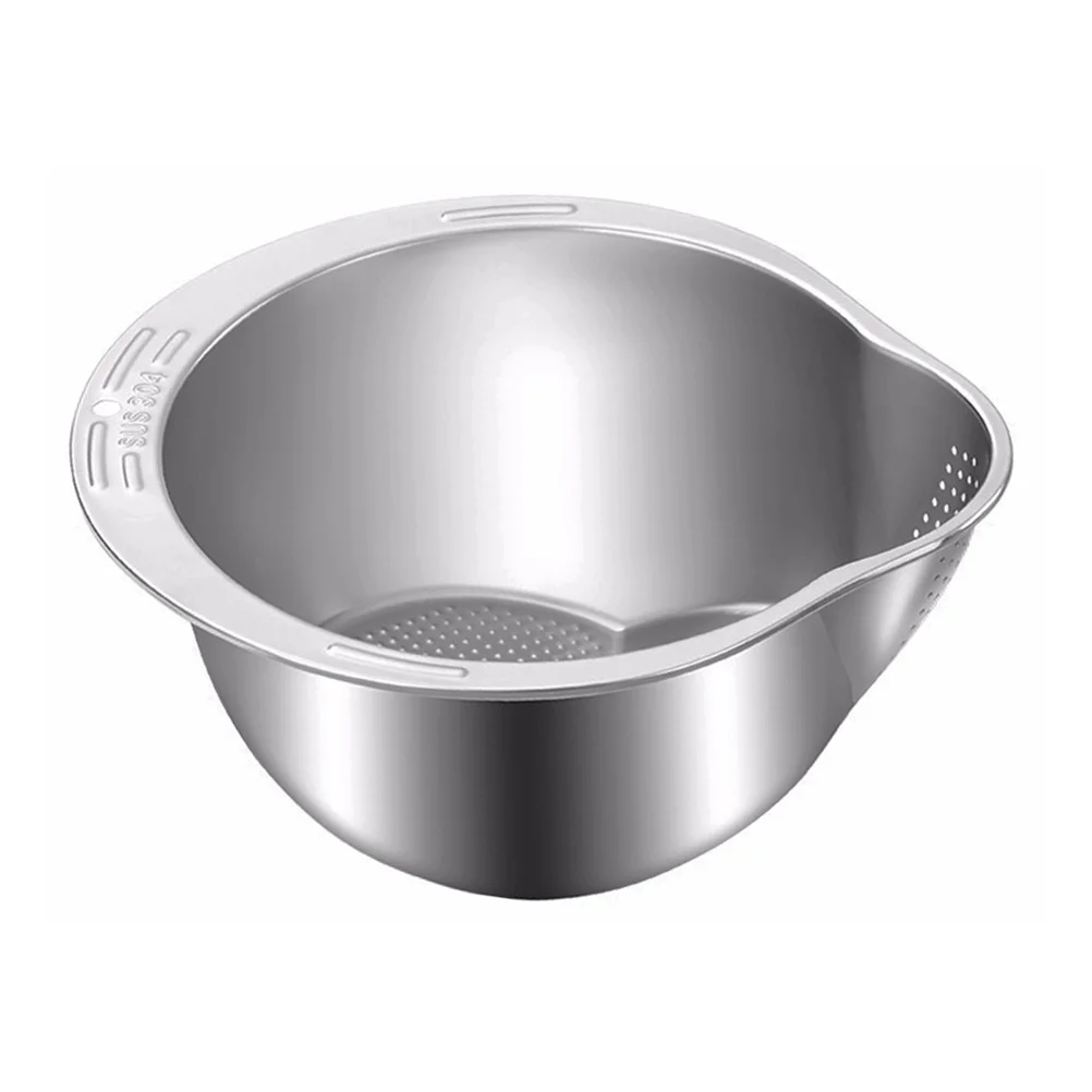 

Stainless Steel Draining Basket Fruits Vegetables Washing Colander Kitchen Rice Strainer Fine Mesh Washing Basket