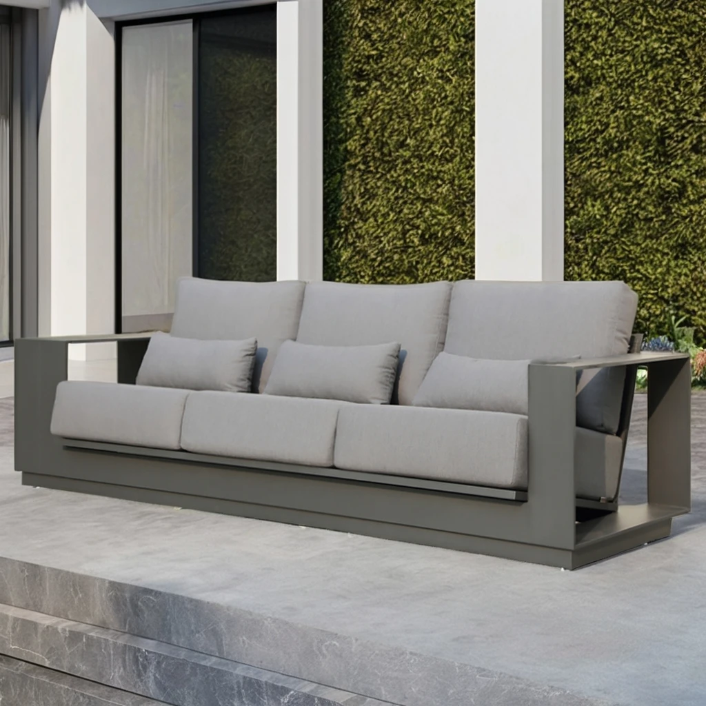 du- Helios Modern Aluminum Outdoor Furniture Garden Storable Lounge 3-Seater Sofa for Balcony Living Room Patio Terrace Use