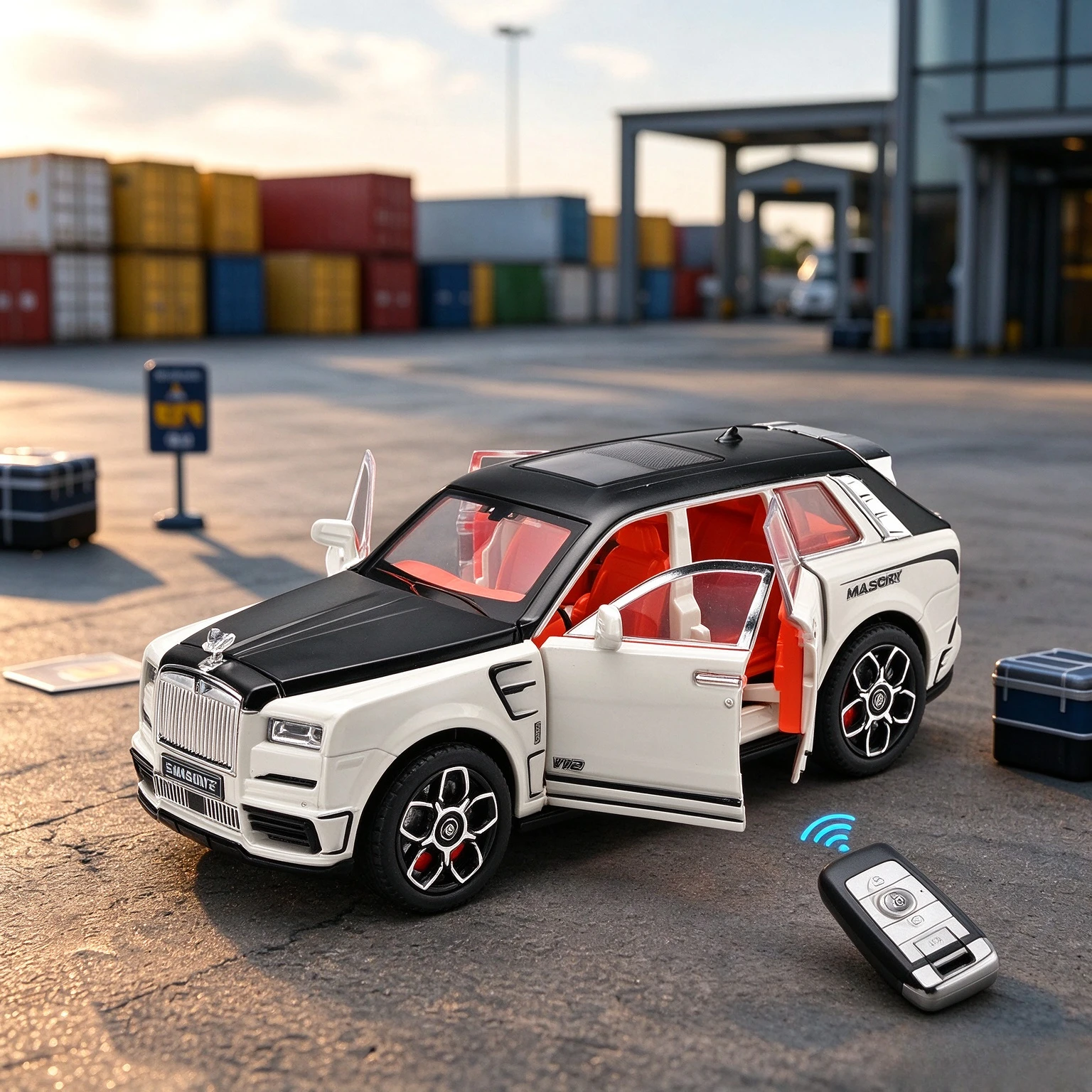 1:24 Cullinan Remote control electric door Alloy Car Model Sound and Light Pull Back Car Model Collectibles Birthday Gift