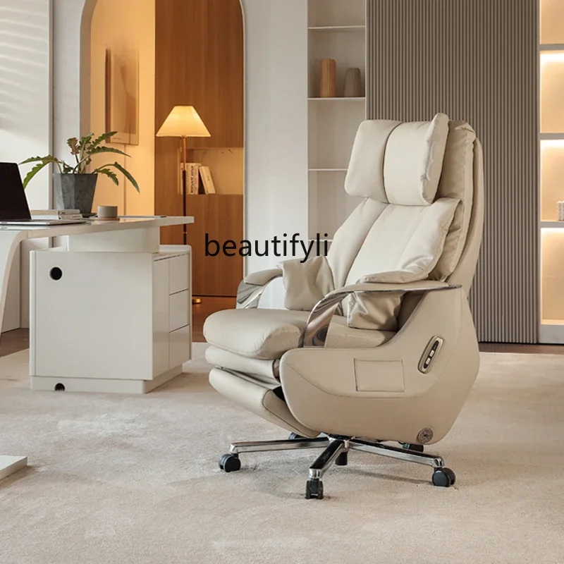 Reclining electric boss chair comfortable cowhide office chair comfortable sedentary