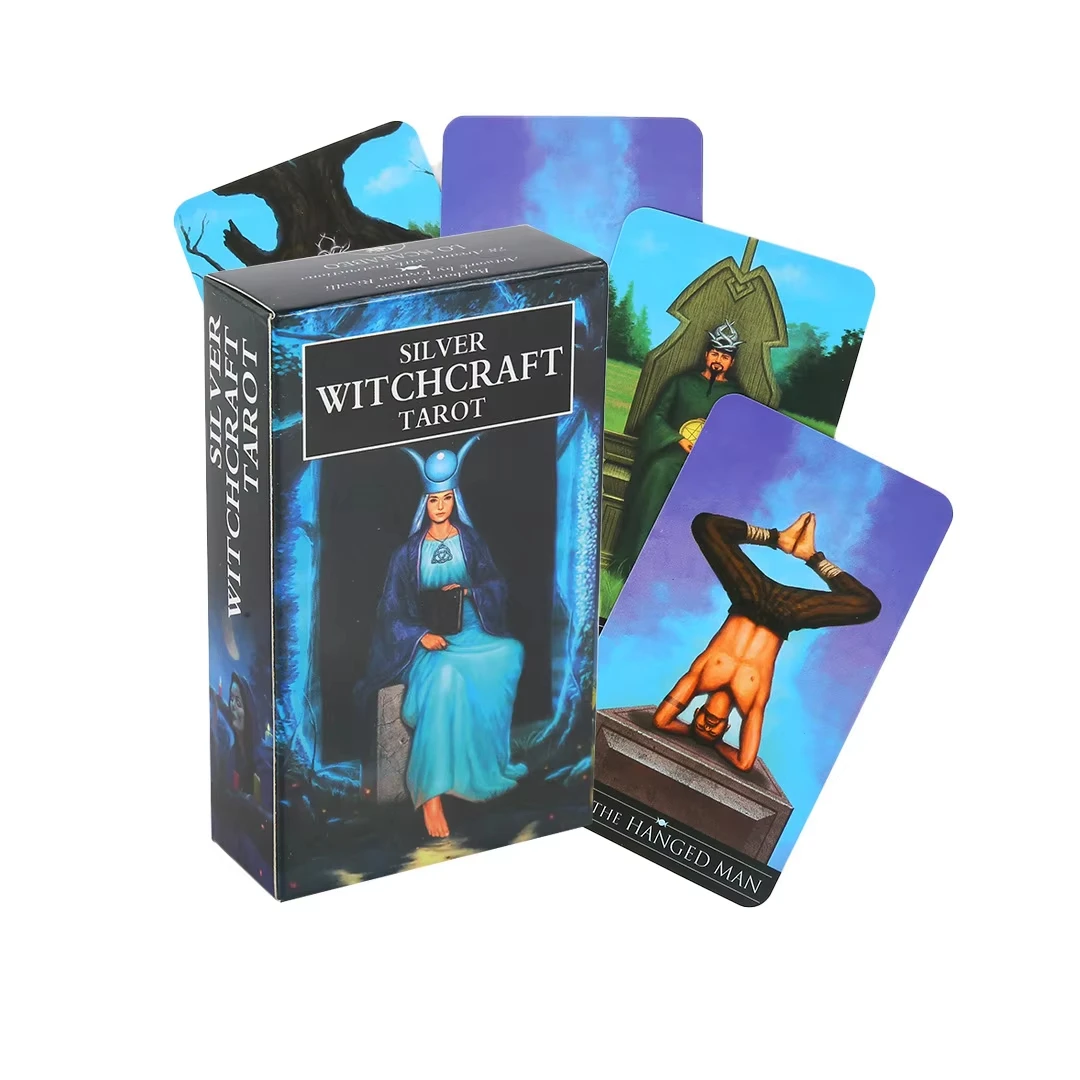 Hot sales Silver Witchcraft Tarot Oracle Tarot Card Fate Divination Prophecy Card Family Party Game Tarot 78 Card Deck PDF Guide