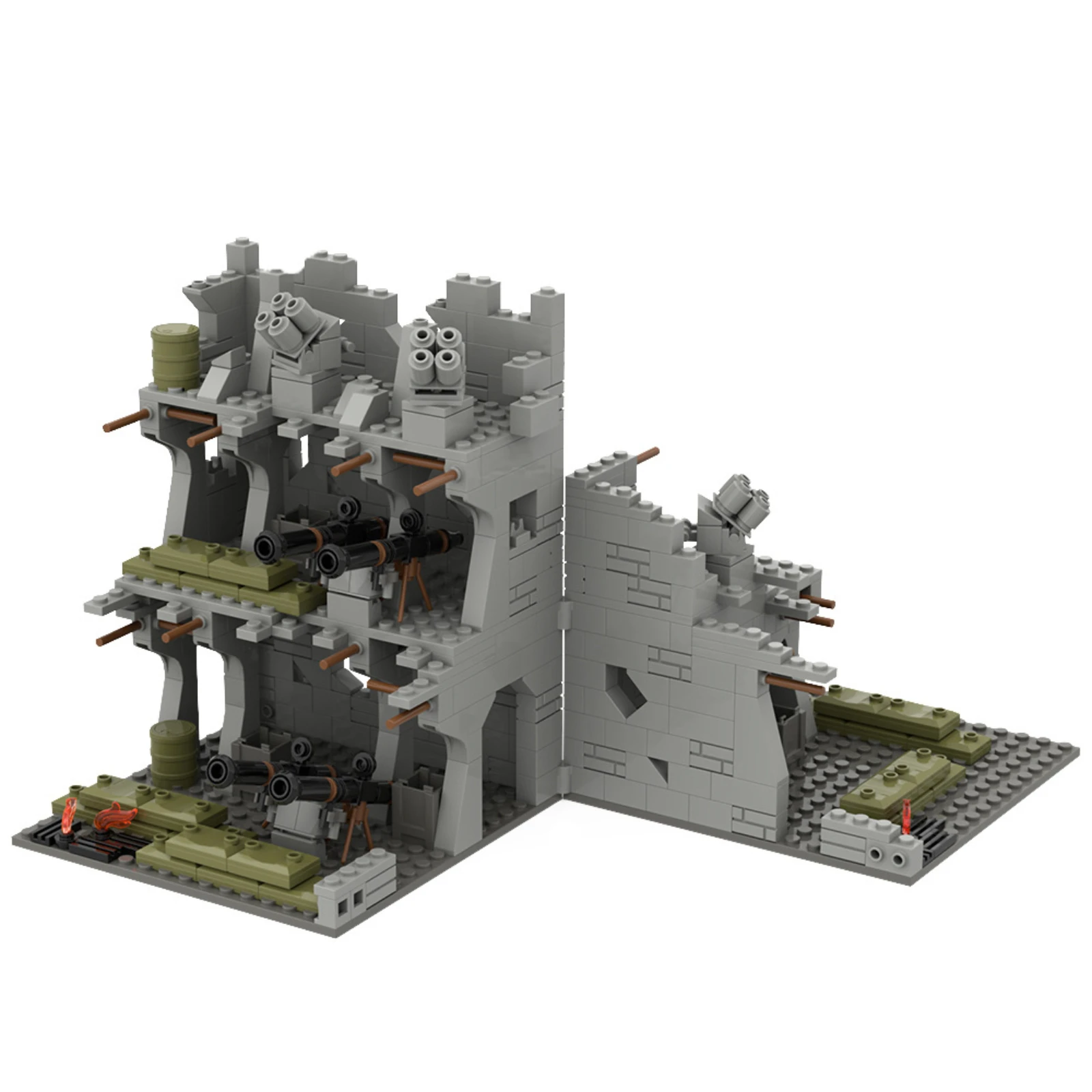 MOC Stad Ruïnes Basis Scène Model Bouwstenen Militair Thema Puzzel Montage Bricks Kid DIY Technisch Speelgoed SD1029 496PCS