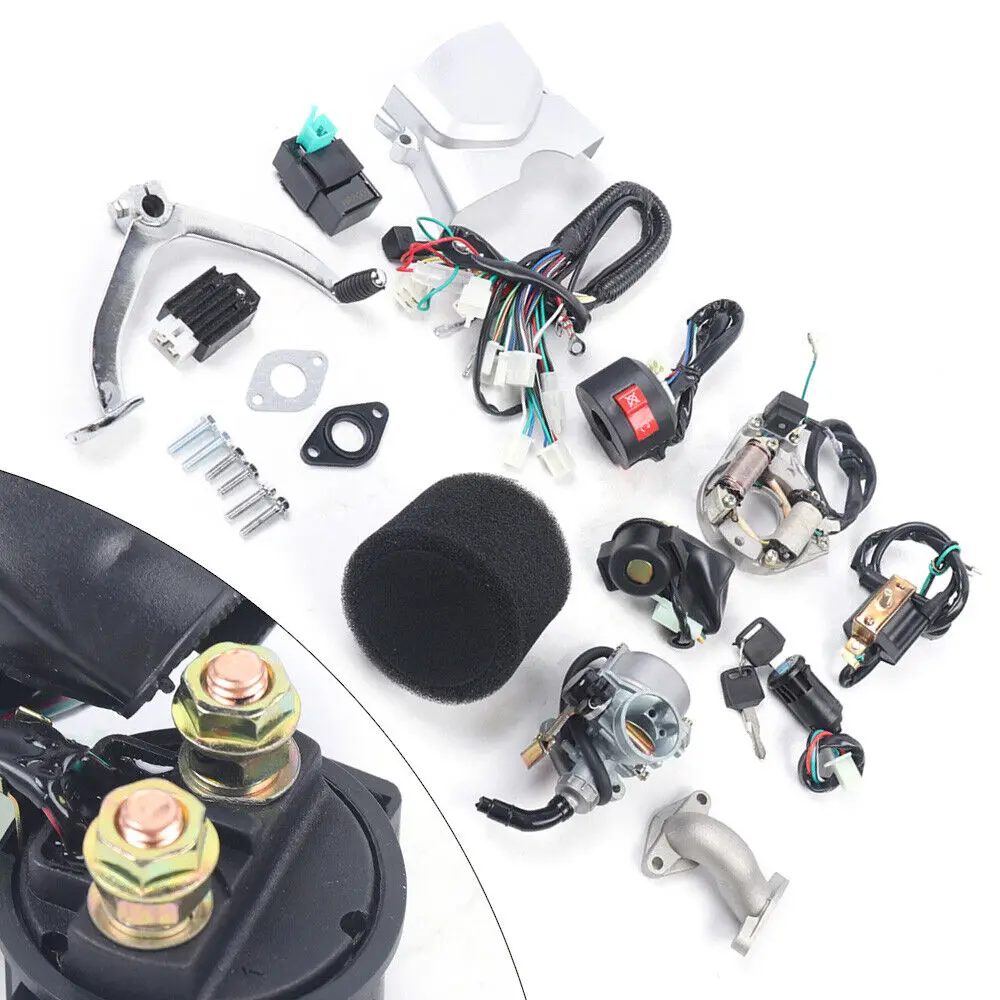 125CC 4-Stroke Semi Auto Engine Motor, 4 Speed ATV Quad Engine Motor Complete Kit, Single Cylinder Air-Cooling Motor w/Reverse Electric Starter fits for Go Kart, Dirt Bike, ATV, Pit Bike and More