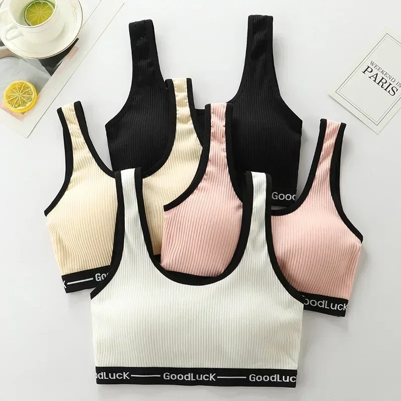 Letter Sports Cotton Bra for Women Fitness Running Yoga Top Push Up Bra Sports Tops Ladies Sportswear 9-18T Women Bra No Wire