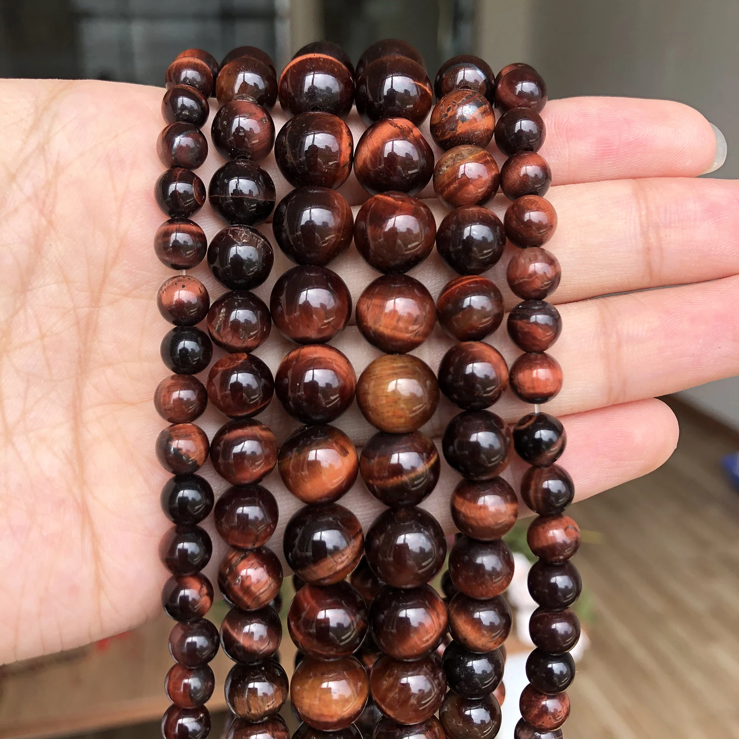 4/6/8/10/12mm Natural Stone Red Tiger Eye Beads Round Loose Spacer Beads Pick Size For DIY Making Bracelet Necklace Jewelry 15‘