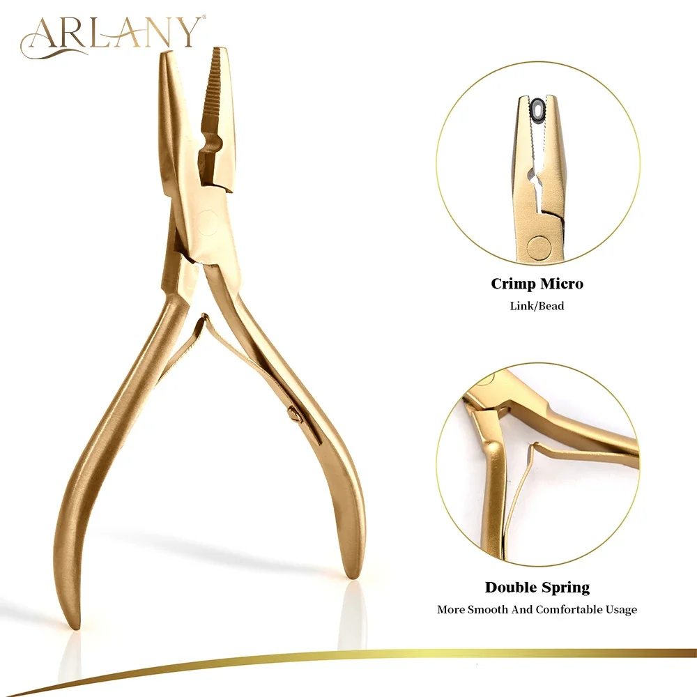 （Big disount）Mini Hair Extension Pliers Kit Tan Color Pliers Tool Opener Plier Hair Loop Tool Metal Hair Clip Scissor C Type Nee view 5