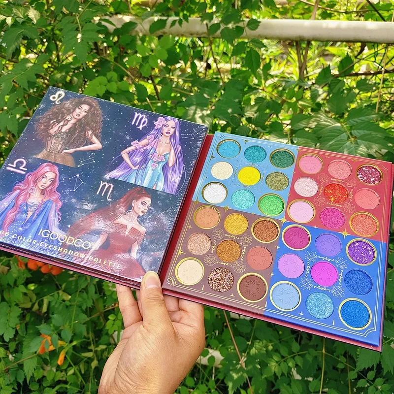 Paleta de maquillaje de 36 colores para vacaciones, maquillaje de escenario, paleta de sombras de ojos, polvo brillante mate, lentejuelas