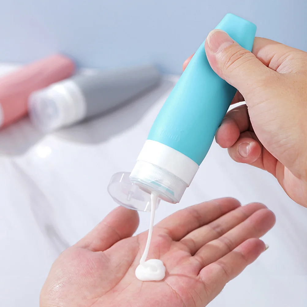 

4Pcs Silicone Travel Bottles 90Ml Leak Proof Refillable Squeeze Containers for Toiletries Shampoo Lotion Conditioner Soap