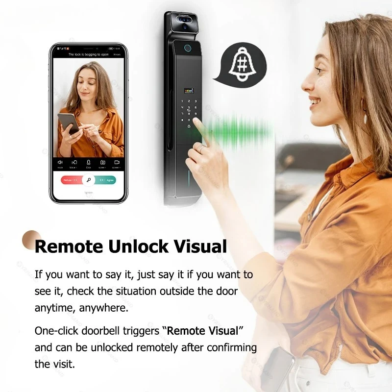 Real Time Intercom Palm Vein Recognition Intelligente Tuya Wifi  3DFace Unlock Outdoor Front Smart Digital Door Lock With Camera