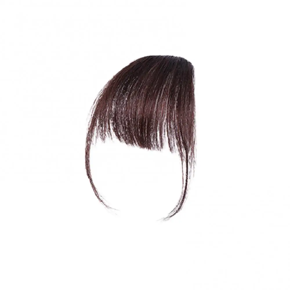 Women Fiber Synthetic Hair Clip On Air Bangs Hairpiece Front Fake Wigs Natural Look Brown Wispy Bang Hair Clip In Bangs Fringe