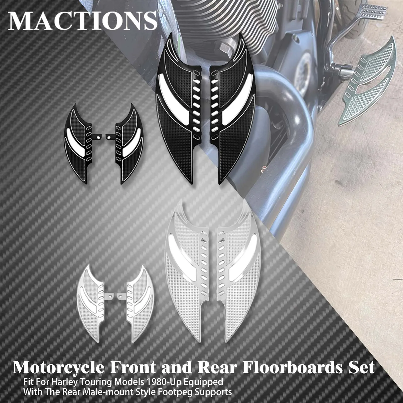 

Motorcycle Front Rear Passenger Footrests Foot Pegs Pedal Driver Stretched Floorboards For Harley Softail Dyna Sportster Touring