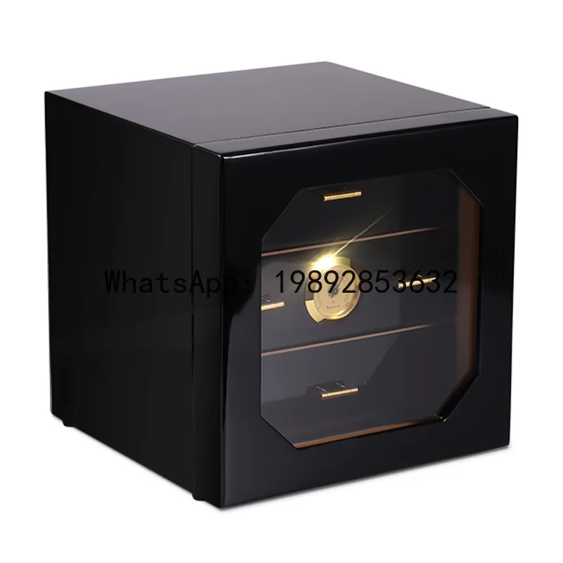 Hz black high gloss piano lacquer cigar box cigar cabinet cedar wood cigar humidor humidifier